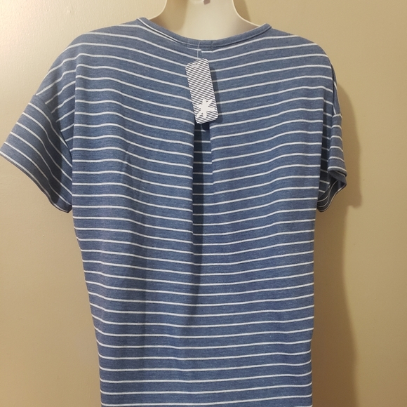 Splendid short sleeve top blue white stripes high low hem size Small - Picture 6 of 8